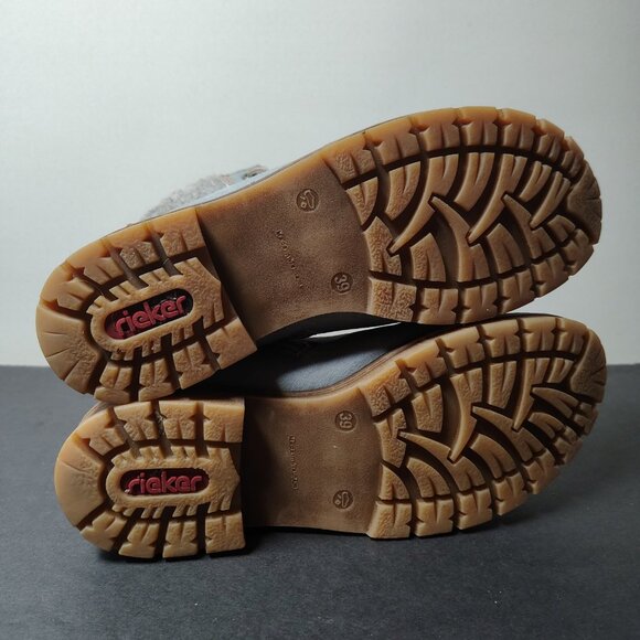 Rieker Boots Women's Size 39 Blue Sherpa Lace Up Zip Chunky Heel Snow Ankle - Picture 8 of 13